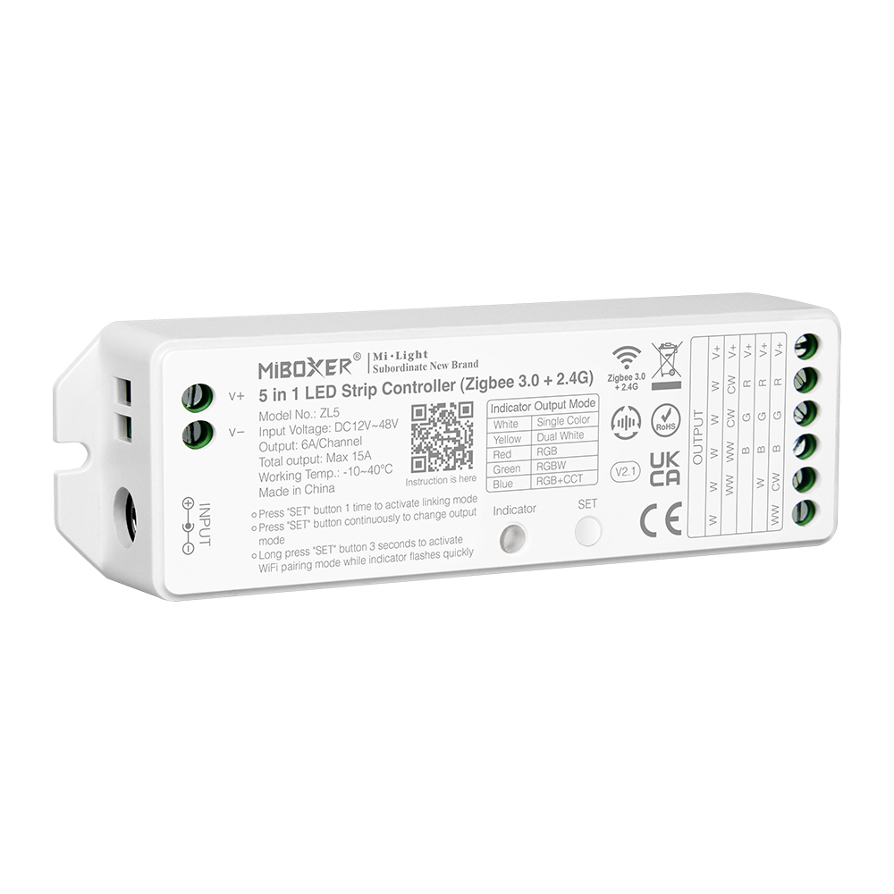 ZL5 Tuya 5 in 1 Smart LED Strip Controller - Zigbee 3.0+2.4G ZL5 Tuya 5 in 1 Smart LED Strip Controller - Zigbee 3.0+2.4G